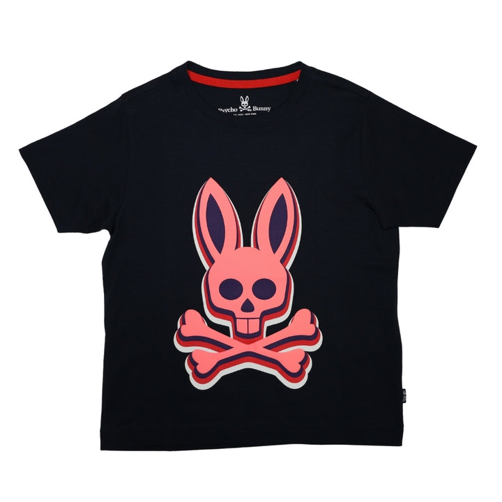 Playera Psycho Bunny Negra con Logo Grande en Rosa