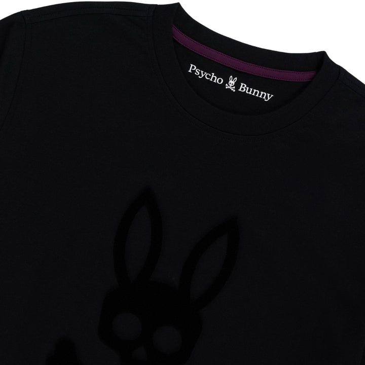 Psycho Bunny playera negra con estampado tonal de conejo y calavera en terciopelo
