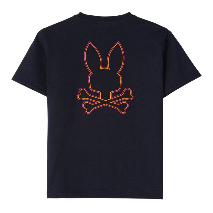 Playera Psycho Bunny Negra con Logo Posterior en Tonos Neón