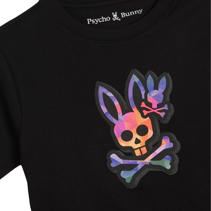Playera Psycho Bunny Negra con Estampado Multicolor