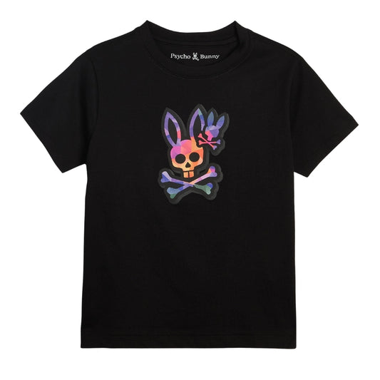 Playera Psycho Bunny Negra con Estampado Multicolor