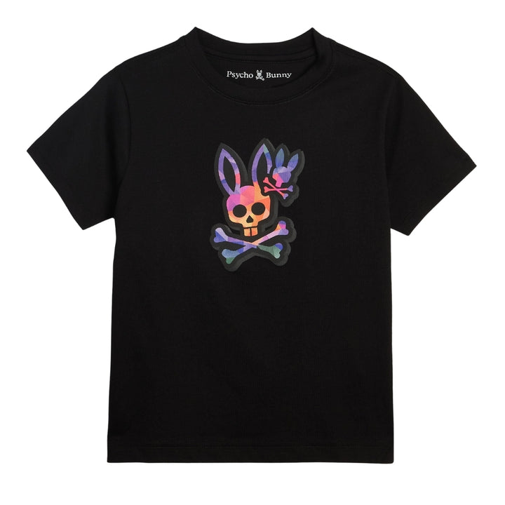 Playera Psycho Bunny Negra con Estampado Multicolor