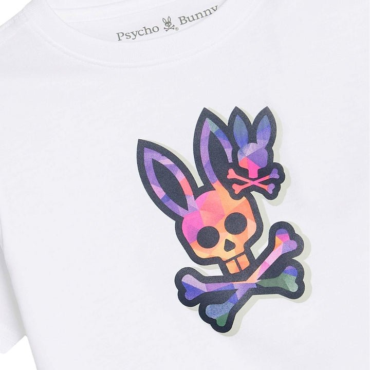 Playera Psycho Bunny Blanca con Estampado Multicolor