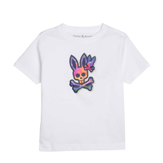 Playera Psycho Bunny Blanca con Estampado Multicolor