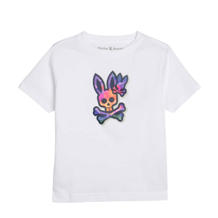 Playera Psycho Bunny Blanca con Estampado Multicolor