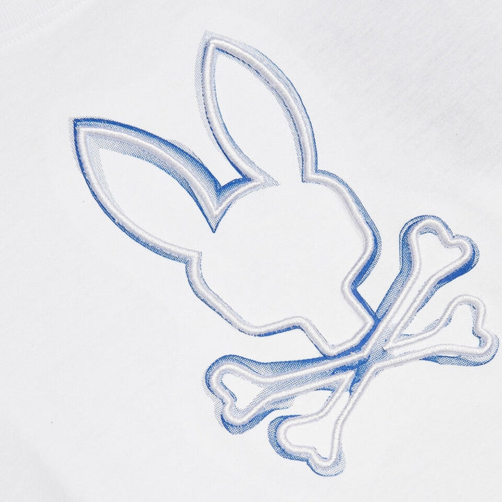 Playera Psycho Bunny Blanca con Logo Azul Bordado