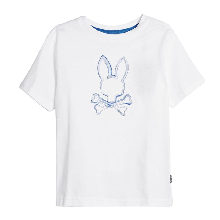 Playera Psycho Bunny Blanca con Logo Azul Bordado