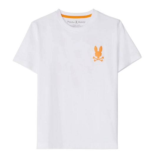 Playera Psycho Bunny Blanca con Estampado Geométrico Multicolor