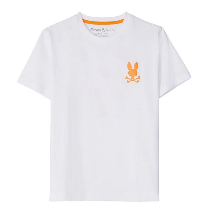 Playera Psycho Bunny Blanca con Estampado Geométrico Multicolor