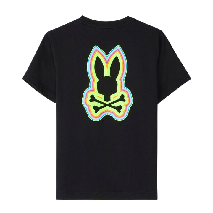 Playera Psycho Bunny Negra con Logo Verde Neón y Estampado Posterior