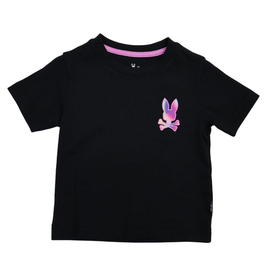 Playera Psycho Bunny Negra con Logo Multicolor Pequeño