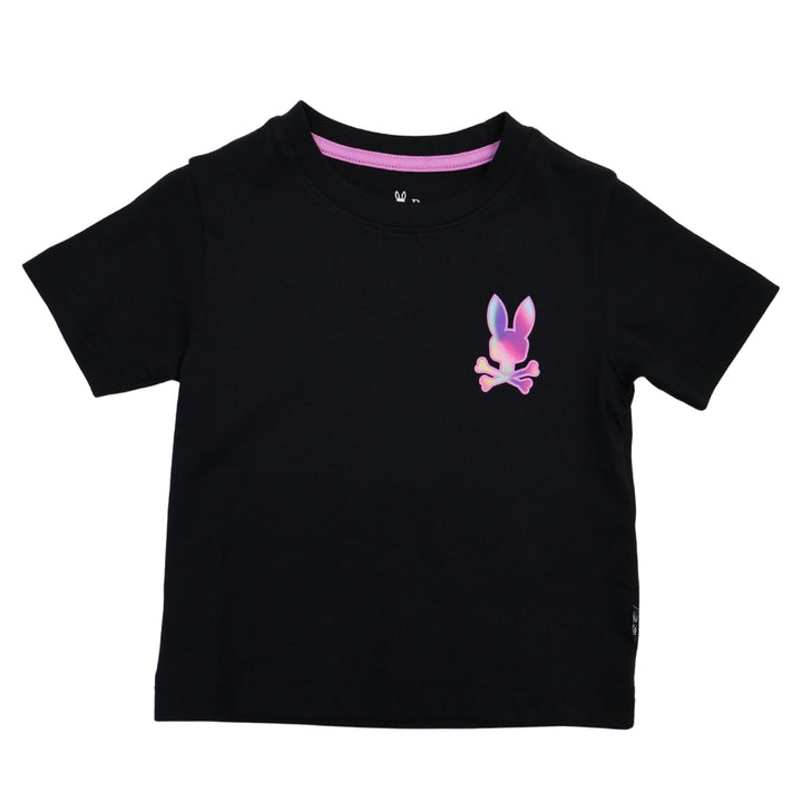 Playera Psycho Bunny Negra con Logo Multicolor Pequeño