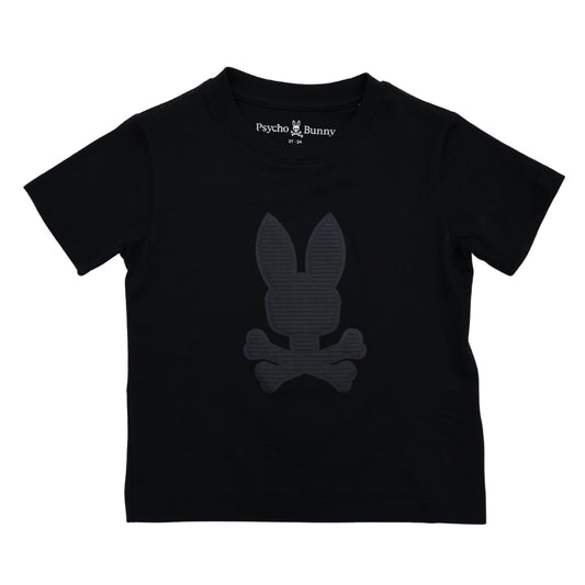 Psycho Bunny playera negra con estampado tonal grande de conejo y calavera