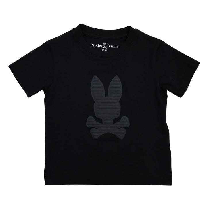 Psycho Bunny playera negra con estampado tonal grande de conejo y calavera