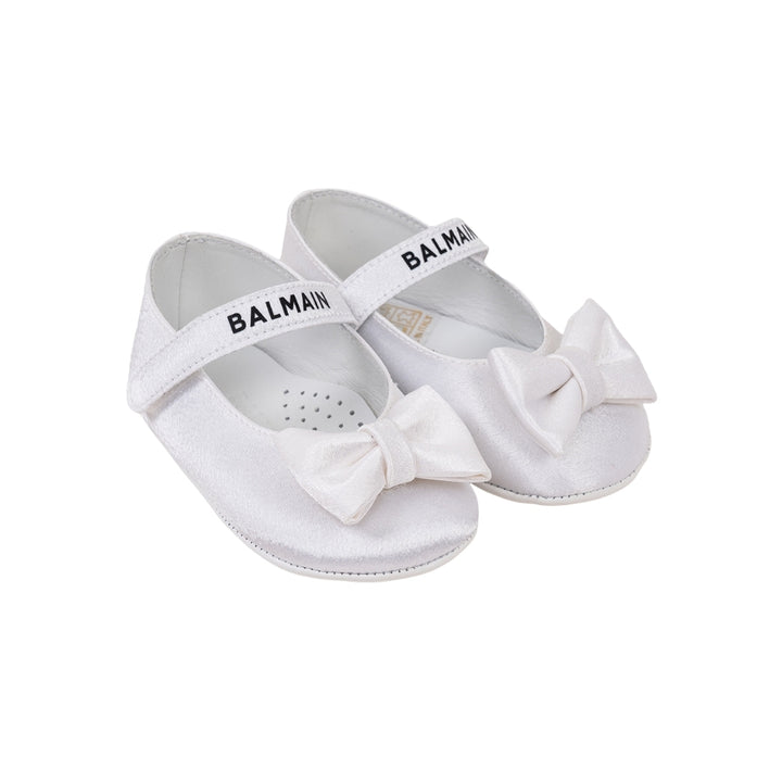 Balmain Baby White Bow Ballet Flats