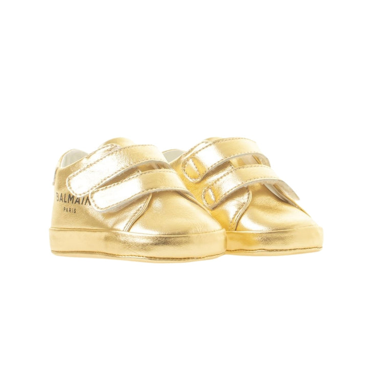 Balmain Baby Gold Velcro Sneakers
